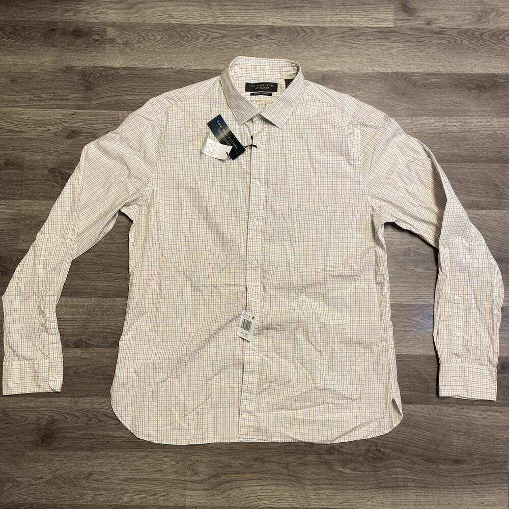 The Men's Store Bloomingdales Dress Shirt XL NWT Slim Fit Cotton Stretch Plaid